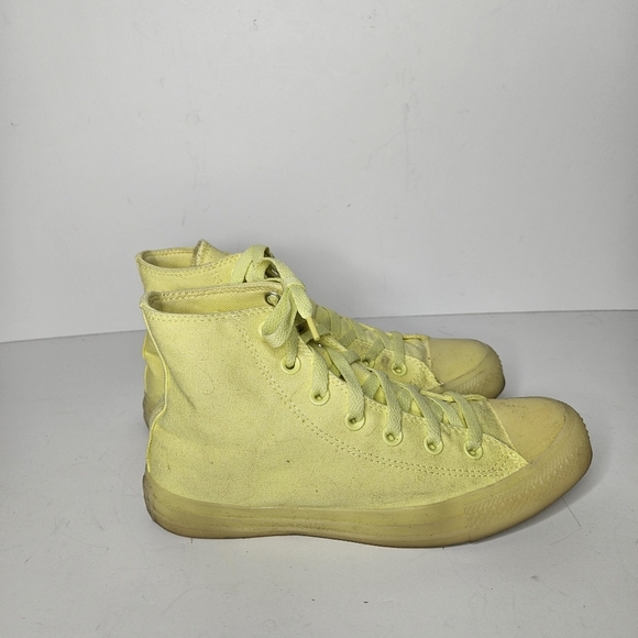 Converse Monochromatic Neon Yellow High Top Sneakers Size 8 - Picture 2 of 6